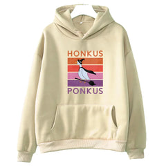 Honkus Ponkus Goose Print Women Hoodie Casual