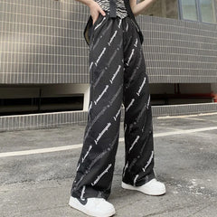 Autumn Winter Letter Fashion Straight Pants Streetwear