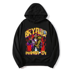 Bryan Three Peat Tribute Print Graphic Cotton Hoodie Basketball Sports Style Long Sleeve Crew Neck