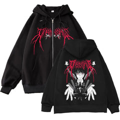 Chainsaw Men Gothic Zipper Hoodie Anime Streetwear