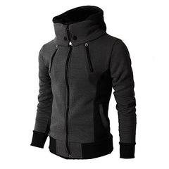 Men Hoodie Casual Fleece Coats Bomber Jacket Scarf Collar