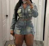 Starting Rumors Denim Two Piece Set