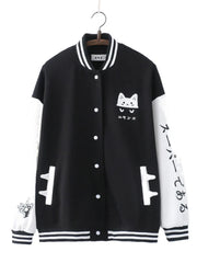 2023 Spring Vintage Cartoon Print Baseball Jacket for Women