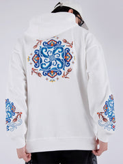 Hoodies For Men Coat Harajuku Totem Embroidery Black