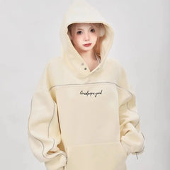 Kpop Streetwear Oversized Hoodies Women Harajuku Grunge Letter Print Vintage Zipper Thick Y2K
