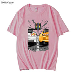 Cartoon Car T-Shirts Cool Print Men's Casual Summer Tops