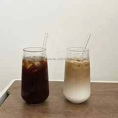 Rib Coffee Glass Water Cups Vertical Stripes Tea Mug for Drinking Milk Beer