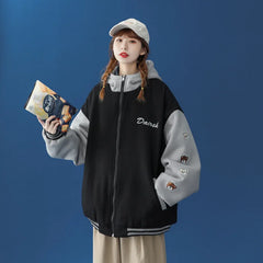 Baseball Suit Spring And Autumn Loose Joker Fleece-Lined Thickened