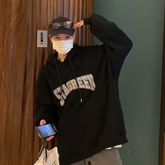 Letter Print Pullover Hoodie Casual Oversized Fashion Hip Hop Streetwear