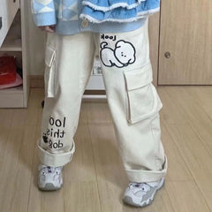 Casual Corduroy Pants Harajuku Pocket Cargo Pants Autumn And Winter Puppy