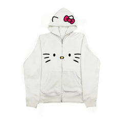 Spring Autumn Fashion Print Full Zipper High Street Hoodie Anime Tops Women Kawaii Clothes