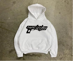 Y2K American Style Hooded Sweater Men Thickened Letter Print Long-Sleeve