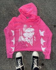 2023 New Devil Print American Street Trend Oversized Hoodie Men Gothic Punk Loose