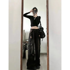Jeans Y2k High Waist Wide Leg Denim Trousers Jean Pants Emo 2000s
