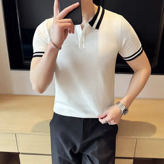 Stylish and Breathable Striped Casual Polo Shirt