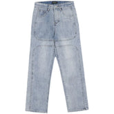 Men Retro Straight Wide Leg Blue Jeans Loose Casual Denim Pants