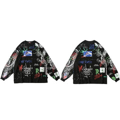 2023 Men Streetwear Hip Hop Graffiti Hoodies Long Sleeve Harajuku Oversized Autumn Loose