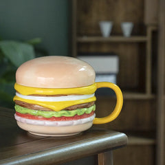 Ceramic Hamburger Mug with Lid (Underglaze Colors)