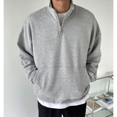 Man Sweatshirts Oversize High Street Solid Color Long Sleeve Casual Loose