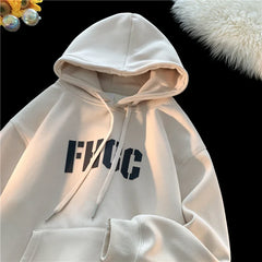 Baggy Letter Patch Hoodies Korean Street Style Couple Tops