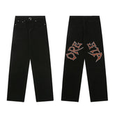 Jeans Straight Denim Gothic Retro Style Men Street Wear Skateboard