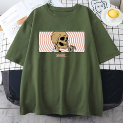 Keep Quiet Skeletons Mans Tee Clothing Personality Street Oversize