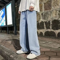 Men Jeans Casual High Street Straight Loose Wide Leg Jeans Baggy
