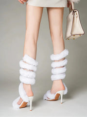 Alaska Fur Ankle Strap Heels