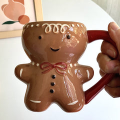 Christmas Ceramic Mug Cute Gingerbread Man Coffee Couple