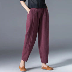 Cotton Wide Leg Pants Female Loose Oversized Solid Color