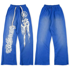 Blue Printed Men Sweatpants