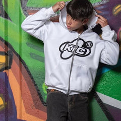 Y2K Streetwear Zip-Up Hoodies Anime-Inspired Vintage for Autumn and Winter