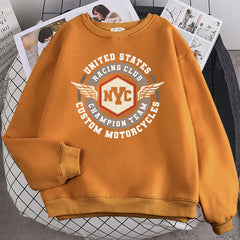 Racing Motor Hoodies Warm Crewneck Women Sweatshirt for Autumn