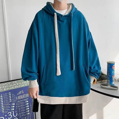 Men Hoodie Solid Color Long Sleeve Casual Style for Autumn