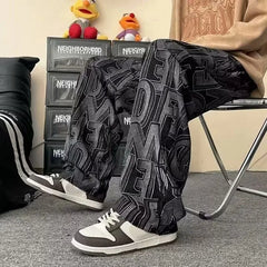 Casual High Street Corduroy Letter Printed Wide Leg Streetwear