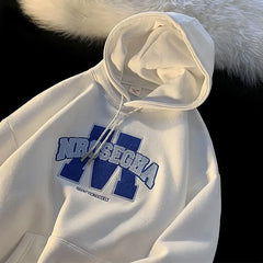 Letter Print Sweatshirt Women High Street Loose Vintage Hoodies Casual