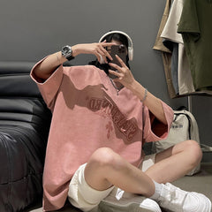 Men Suede Tops Gothic Letter Graphic Fashion