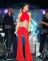 Shinning Crystal Bandage Pants Set