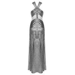 Silver Criss Cross Maxi Dress