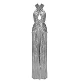 Silver Criss Cross Maxi Dress