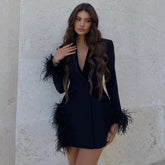 Skylar Feather Bandage Mini Dress