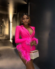 Skylar Feather Bandage Mini Dress