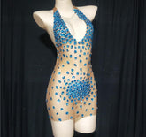 Sparkly Rhinestone Mesh Dress