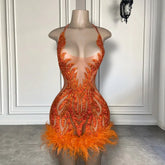 The One Crystal Feather Mini Dress