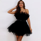Tutu Off Shoulder Mesh Mini Dress