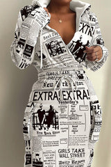 Printed Belt Pocket Midi Dress