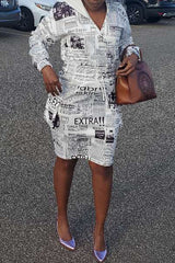 Printed Belt Pocket Midi Dress