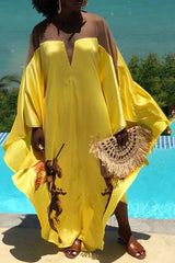 Loose Swing Color Contrast Maxi Dress