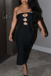 Strapless Hollow Stitching Slim Maxi Dress