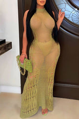 Solid Knit Cutout Beach Maxi Dress